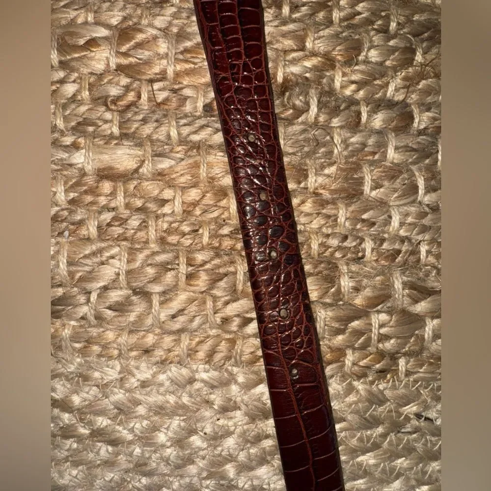 Brown Crocodile Embossed Belt with Silver Buckle